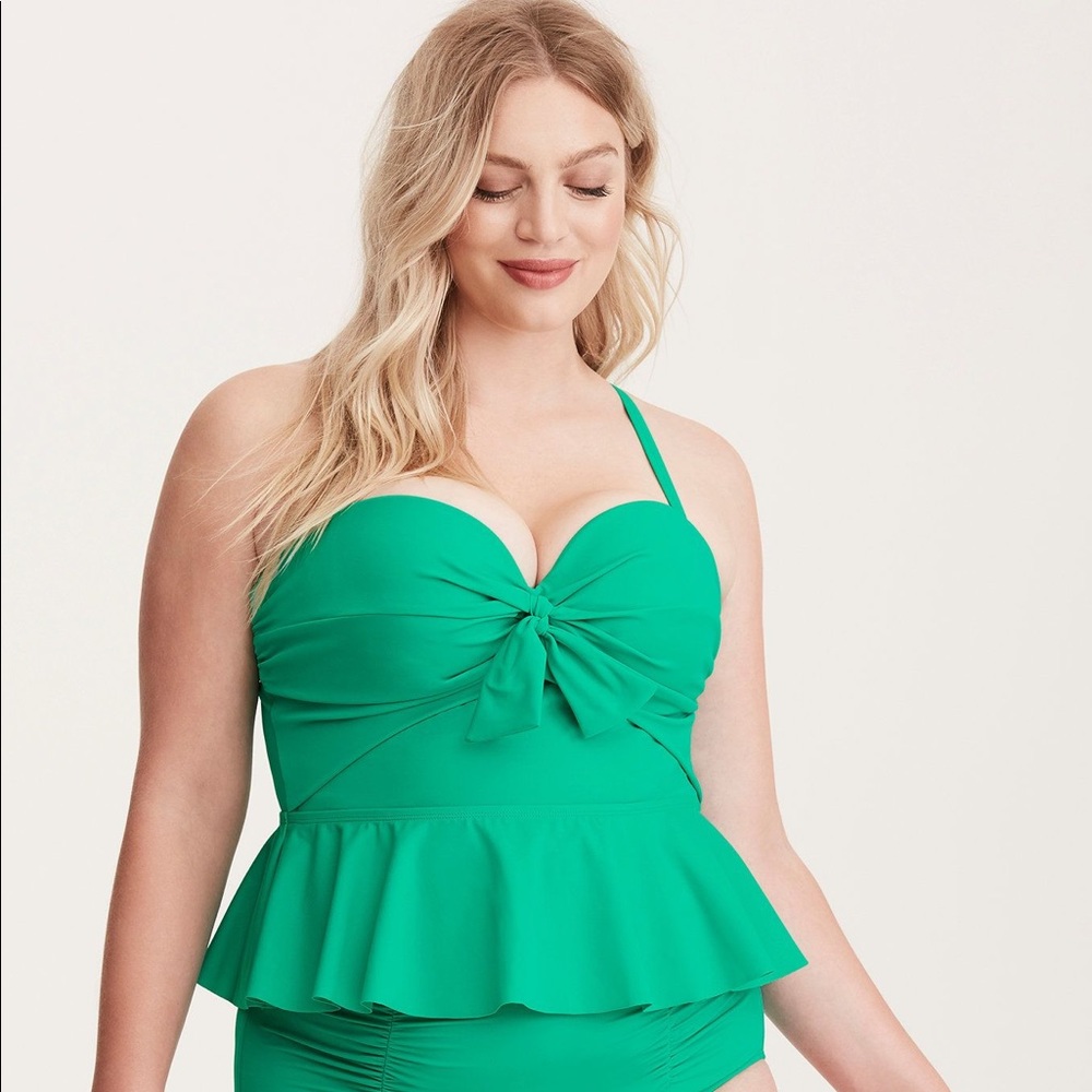 Torrid Tie Front Peplum Tankini Top